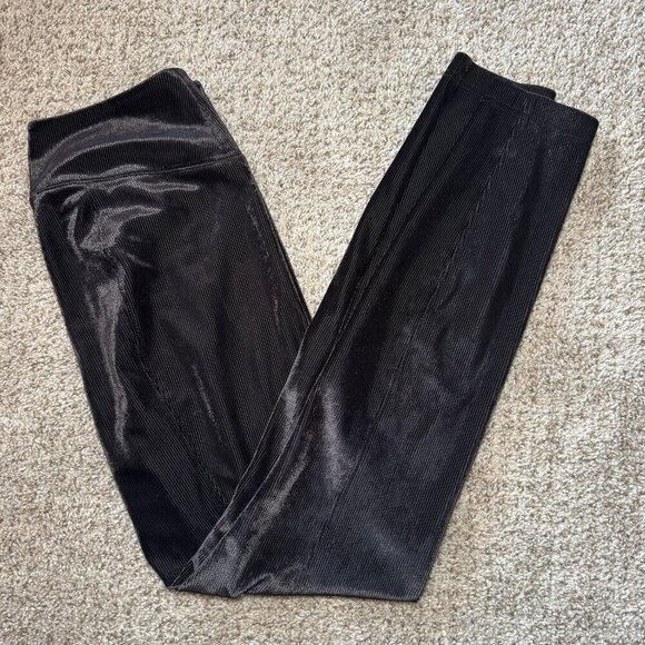WHBM Leggings Velvet Corduroy Runway Ribbed Black Pull On High Waisted Pants 6 - Picture 1 of 6